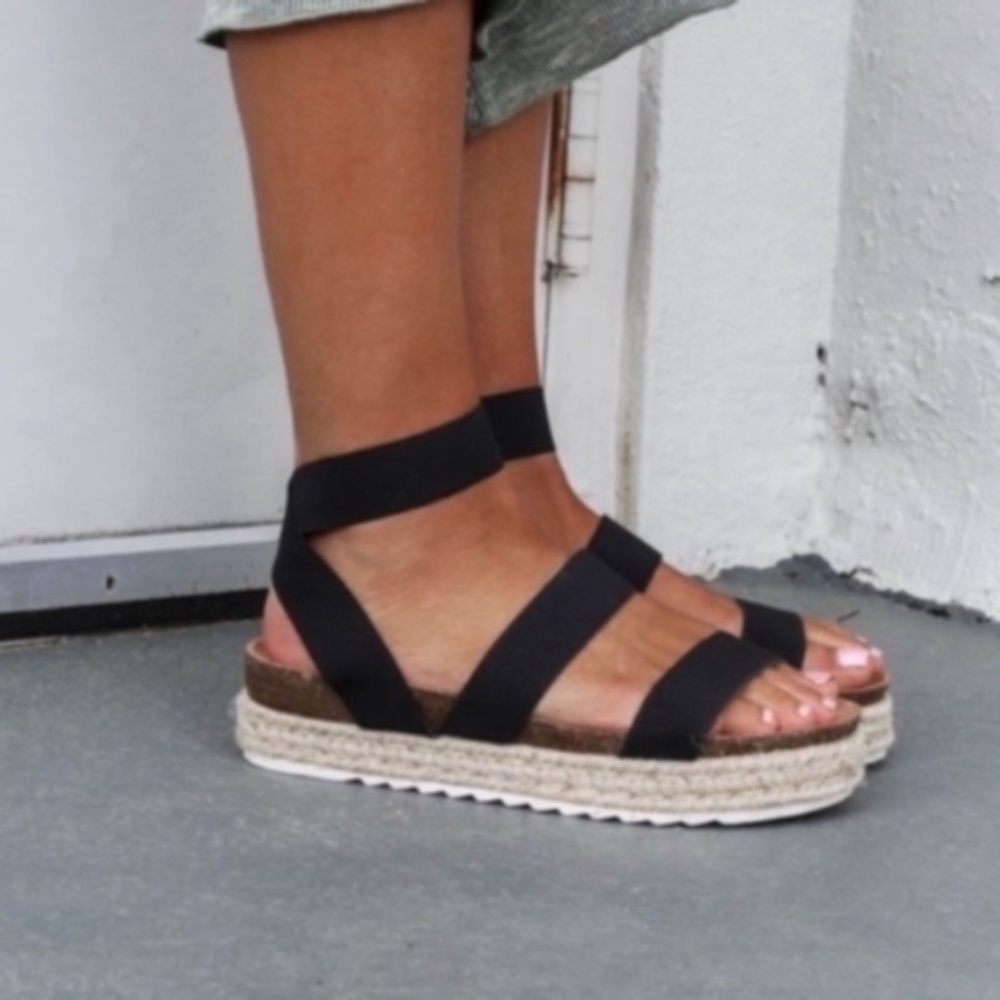 Black Espadrille Platform Sandal - Picture 2 of 3